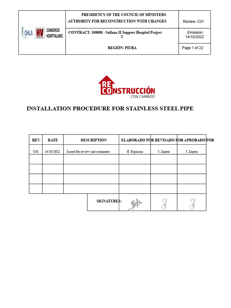 Stainless Steel Pipe Installation Guide | PDF | Pipe (Fluid Conveyance ...