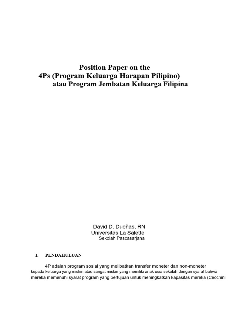 Analisis Program 4Ps Filipina untuk Pengentasan Kemiskinan | PDF