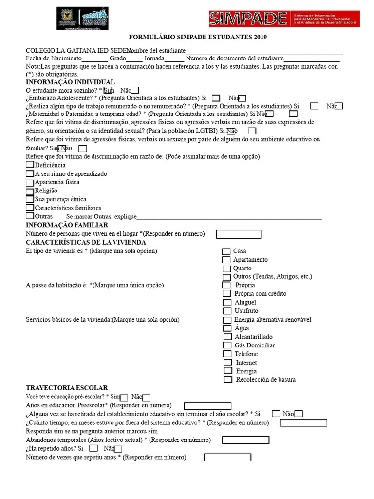 Formulário SIMPADE | PDF