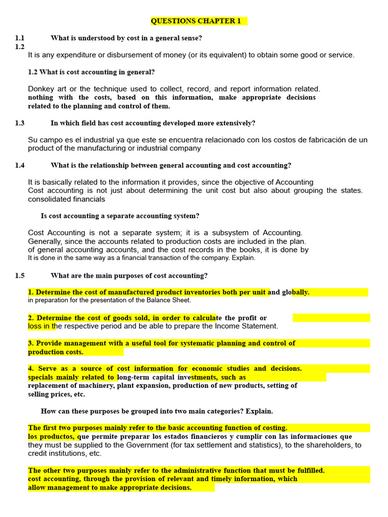 COST ACCOUNTING QUESTIONS | PDF | Cost Of Goods Sold | Inventory
