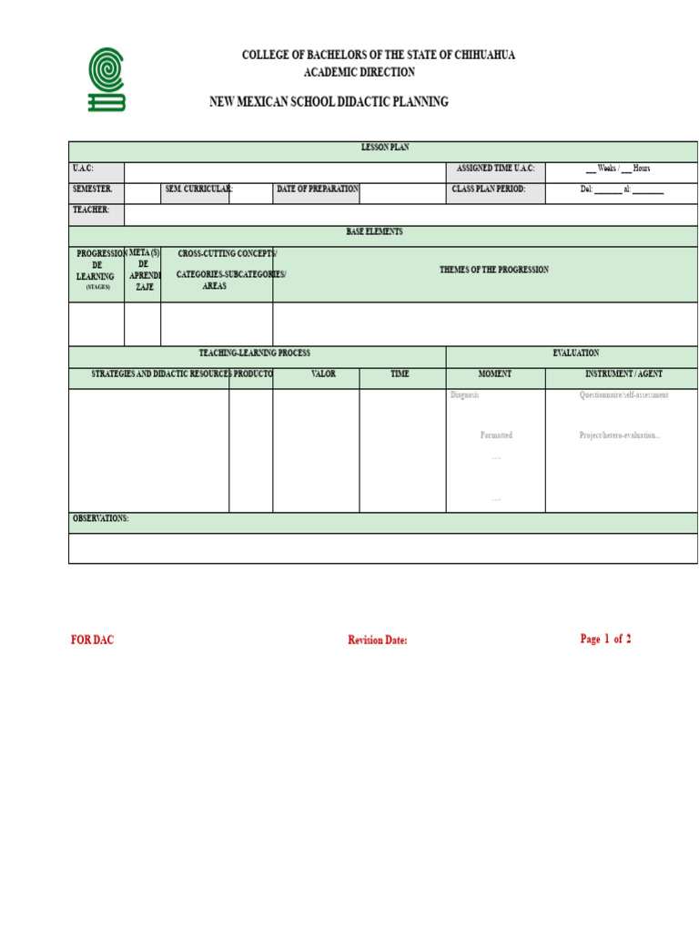 Didactic Planning Format Nem | PDF