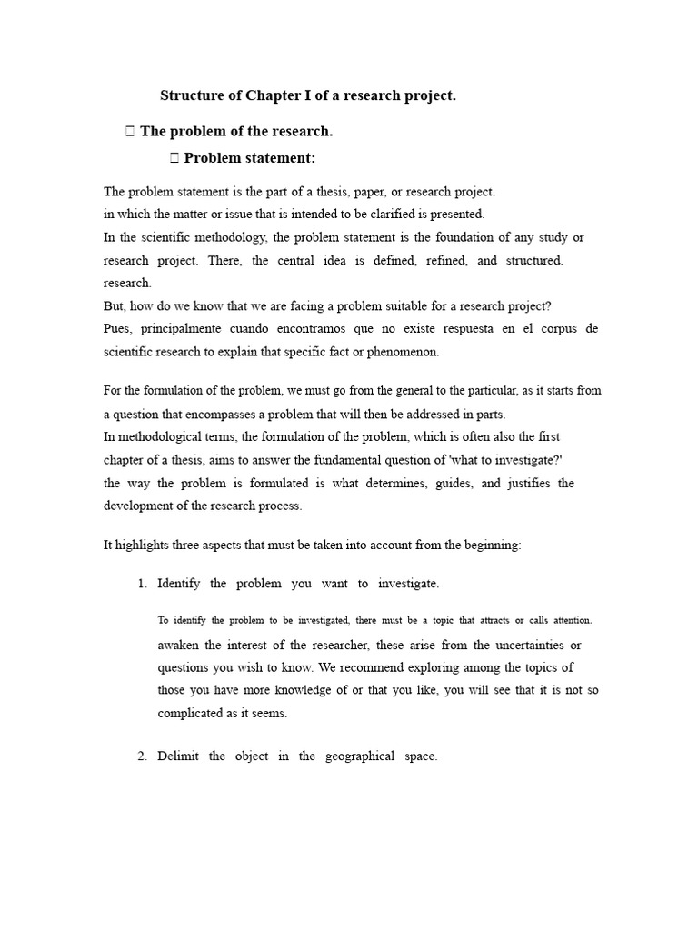 Structure of Chapter I of A Research Project | PDF | Methodology ...