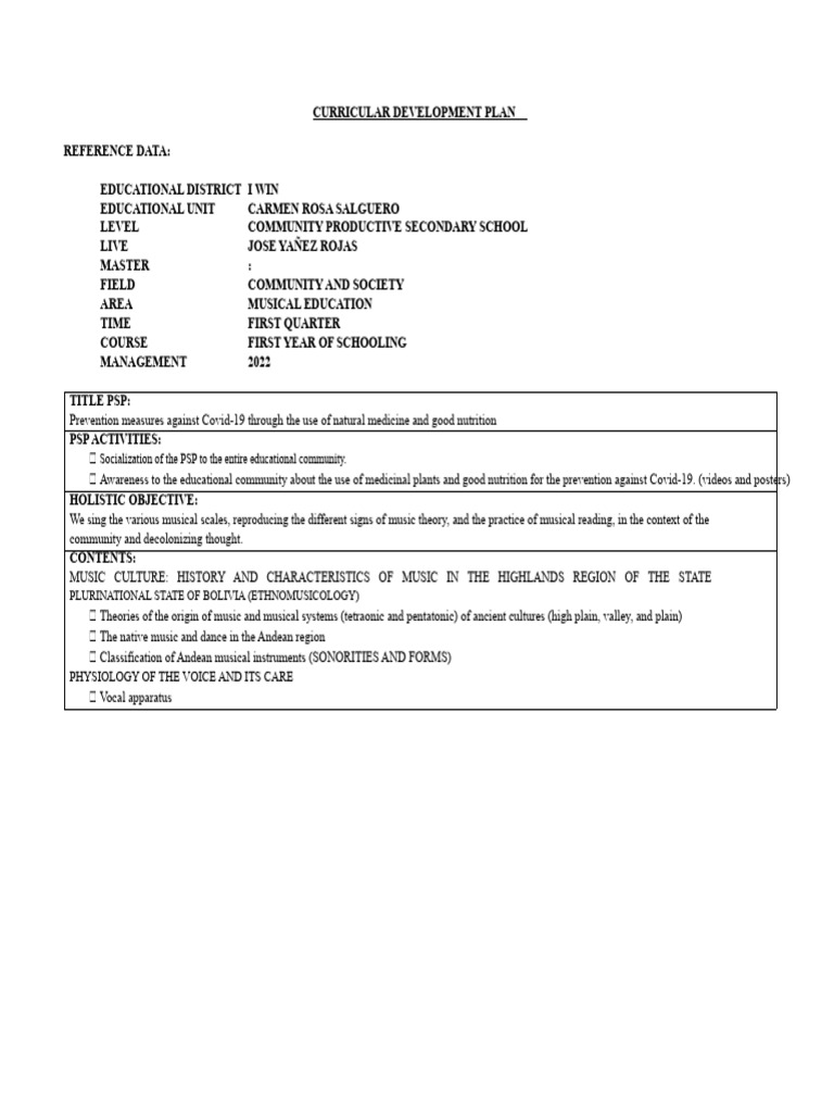 PDC 1 Sec | PDF | Curriculum | Music Theory