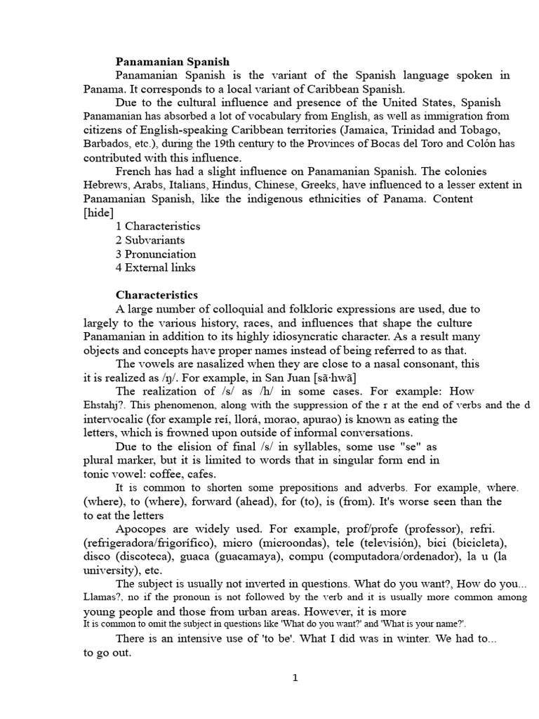 Understanding Panamanian Spanish | PDF | Spanish Language | English ...