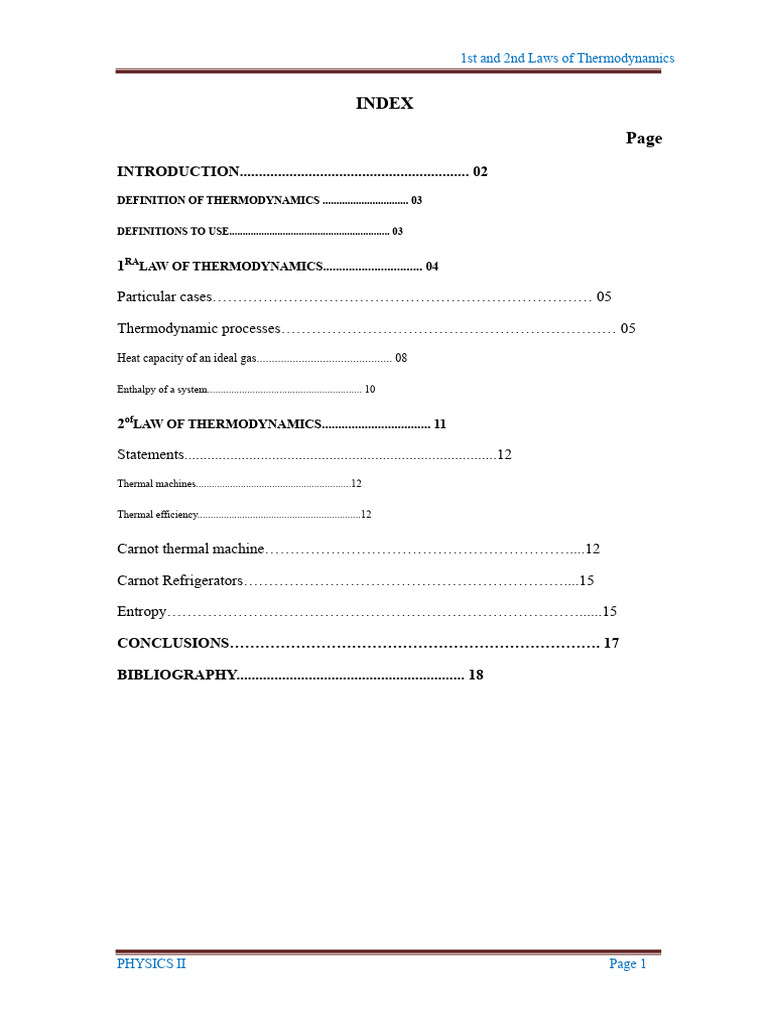 1st and 2nd Law of Thermodynamics - REPORT | PDF | Heat | Second Law Of ...