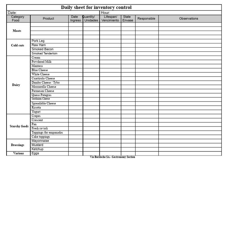 Daily Stock Control Sheet | PDF
