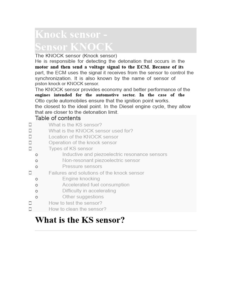 Knock Sensor | PDF | Engines | Piezoelectricity