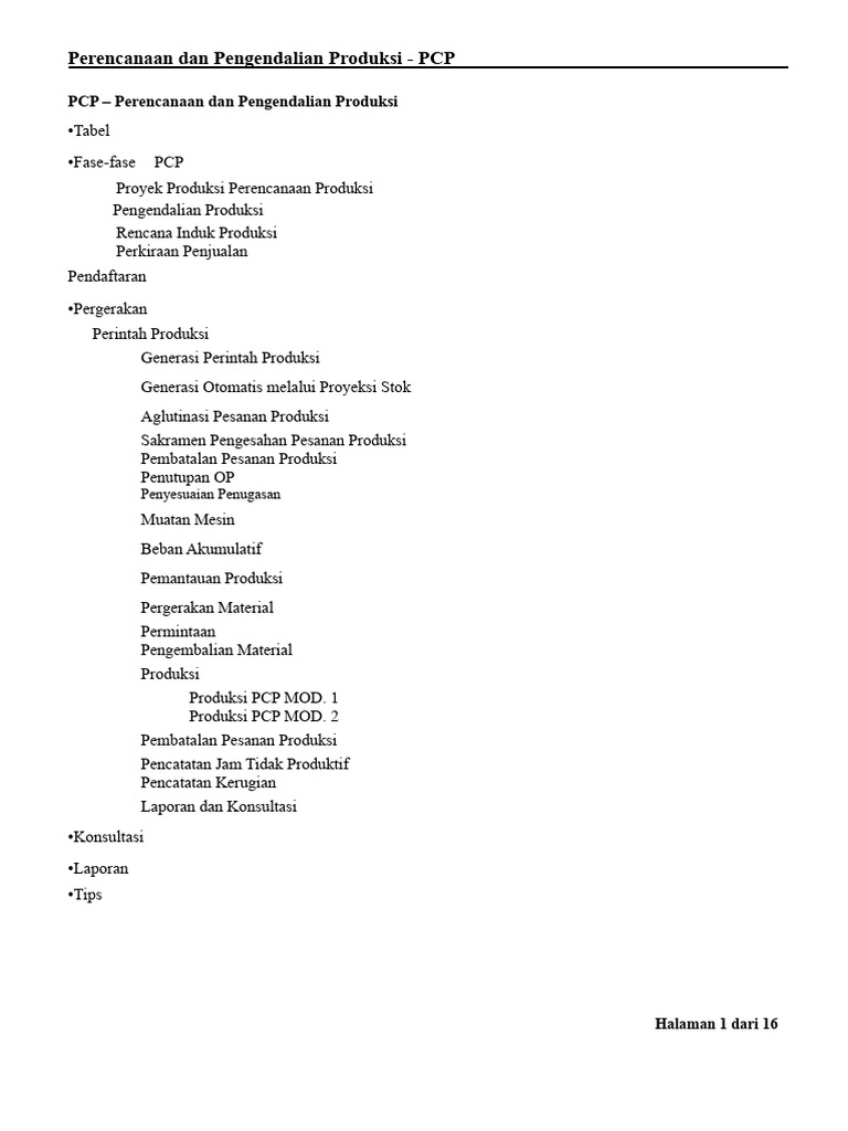 Panduan PCP: Perencanaan Produksi Efektif | PDF