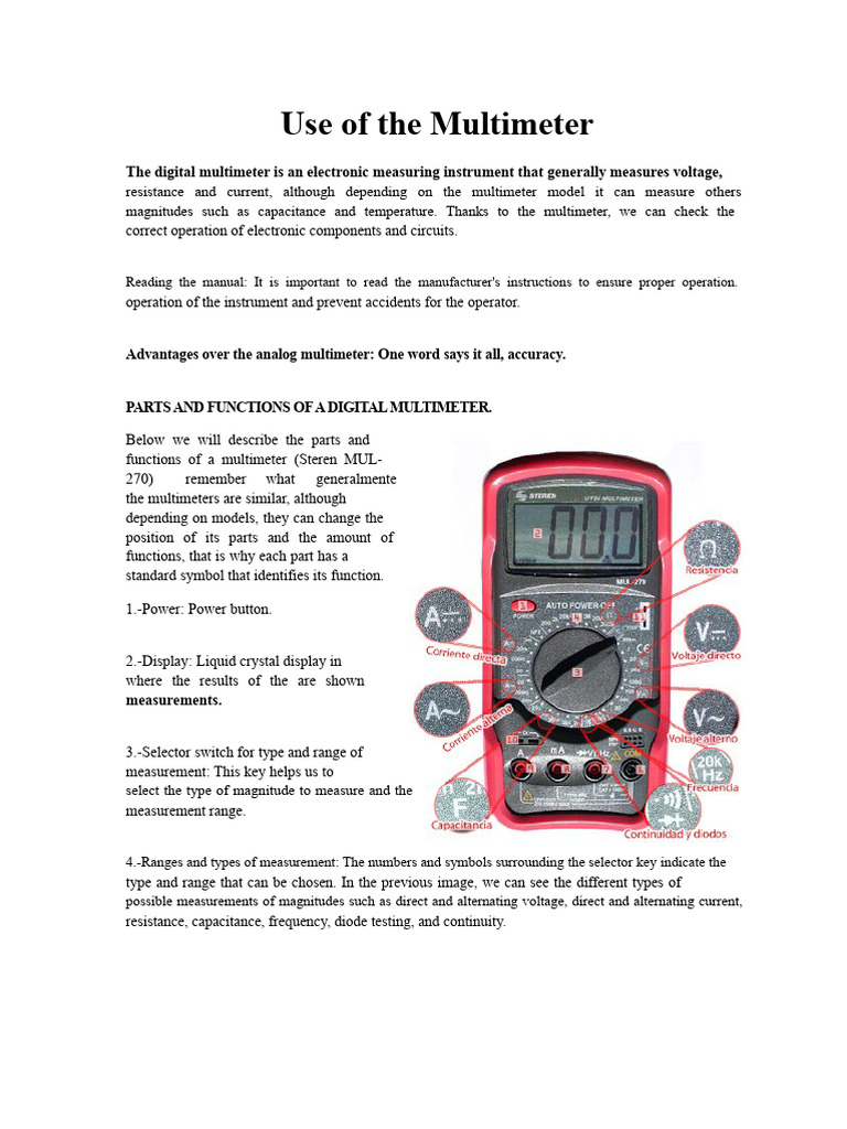 Digital Multimeter Usage Guide | PDF | Electric Current | Resistor