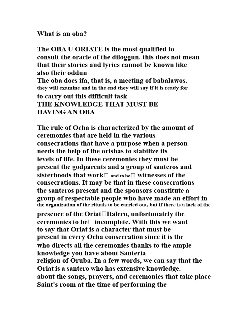 Understanding the Role of an OBA | PDF | Santería | Religious Faiths