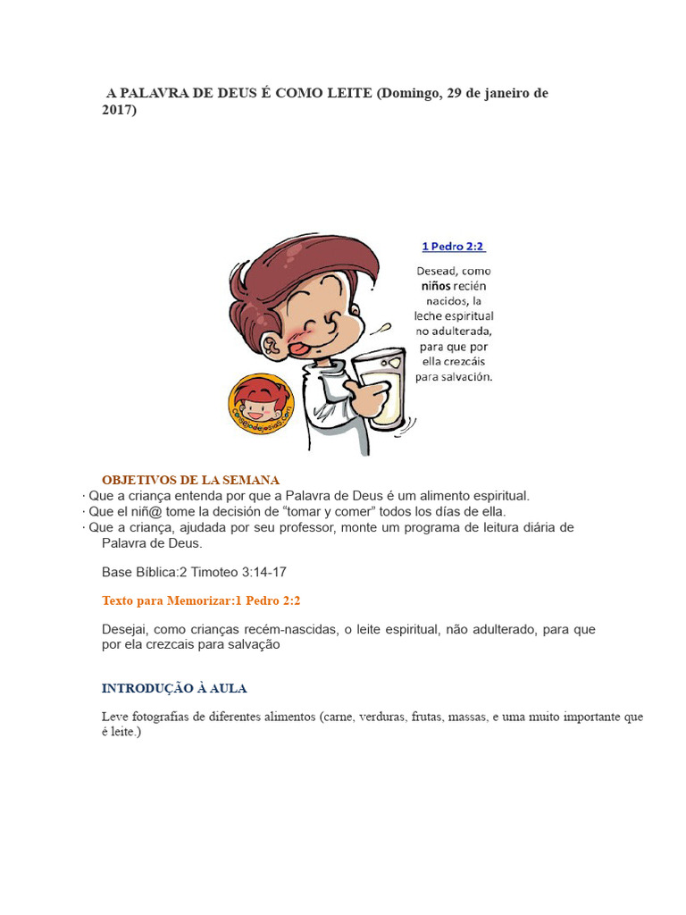 A Palavra de Deus É Como Leite | PDF | Bíblia | Deus