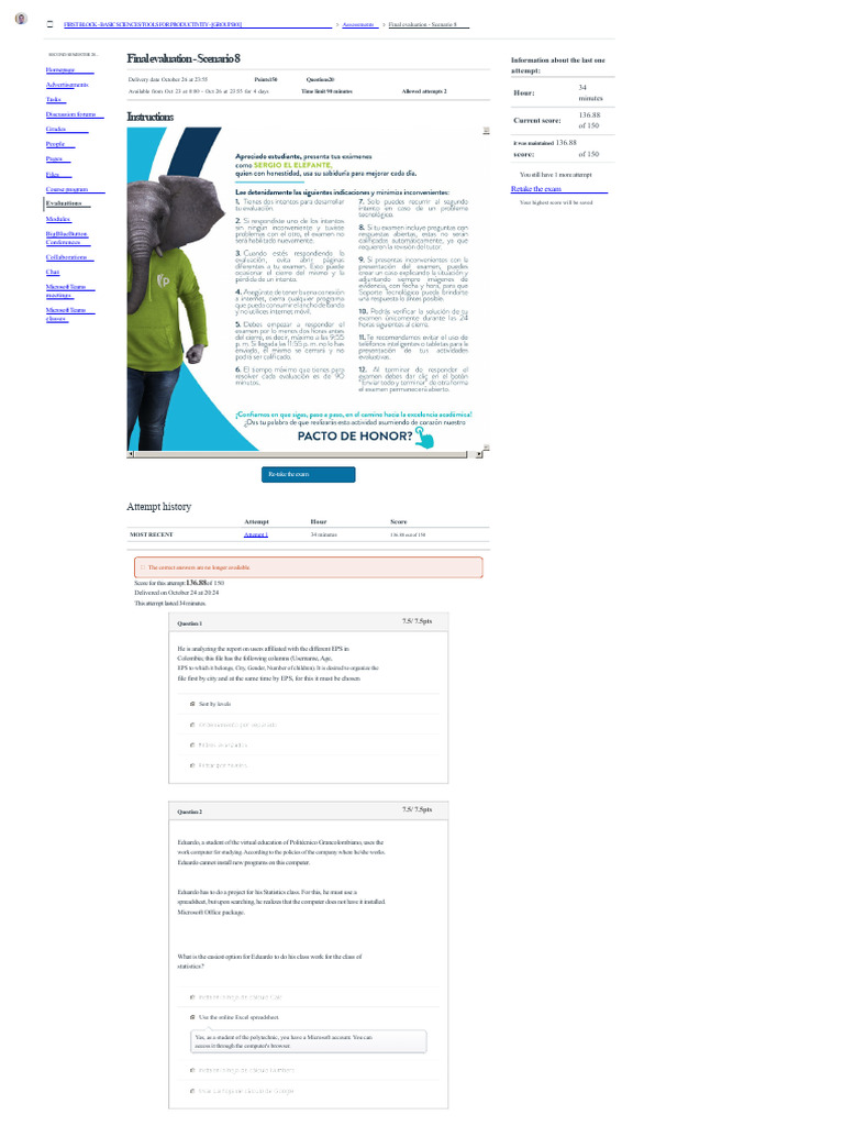 Final Evaluation for Basic Sciences Course | PDF | Microsoft Excel ...