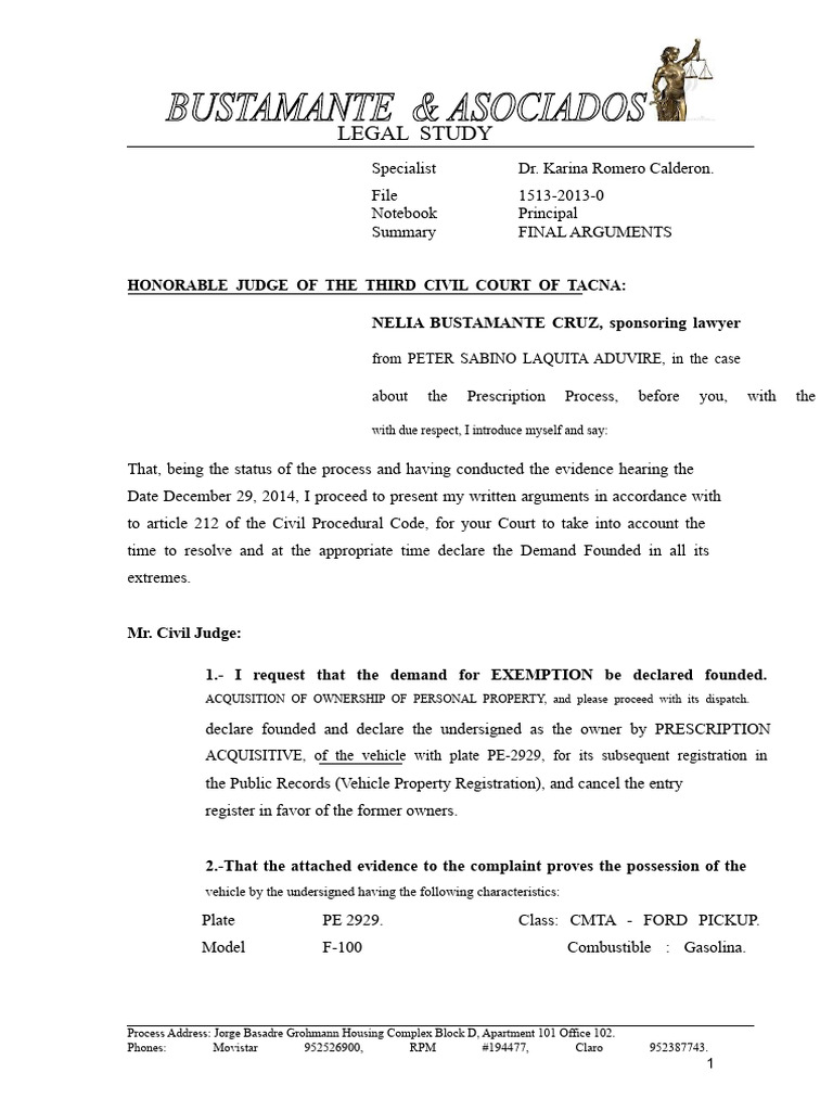 Final Arguments for Vehicle Ownership Case | PDF | Judiciaries | Public Law