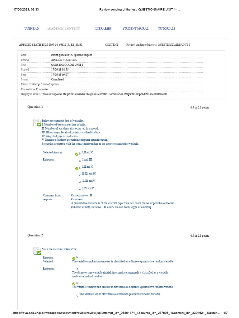 Review Submission of The Test - QUESTIONNAIRE UNIT I - .. | PDF ...