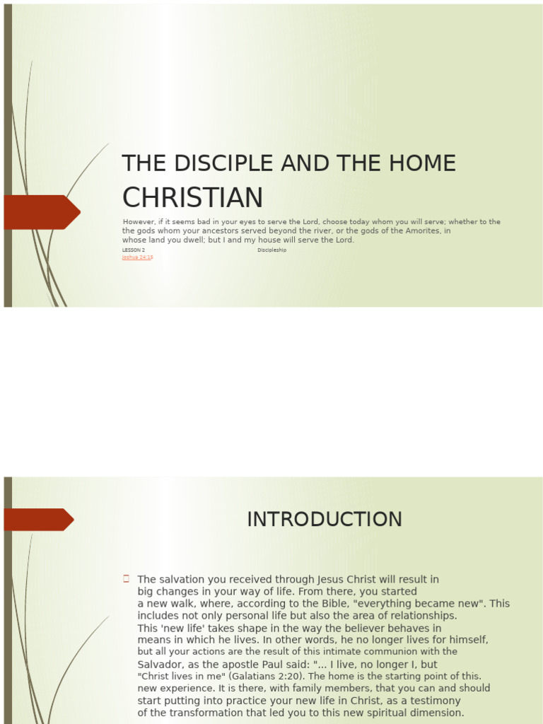 The Disciple and The Christian Home | PDF | Disciple (Christianity) | Jesus
