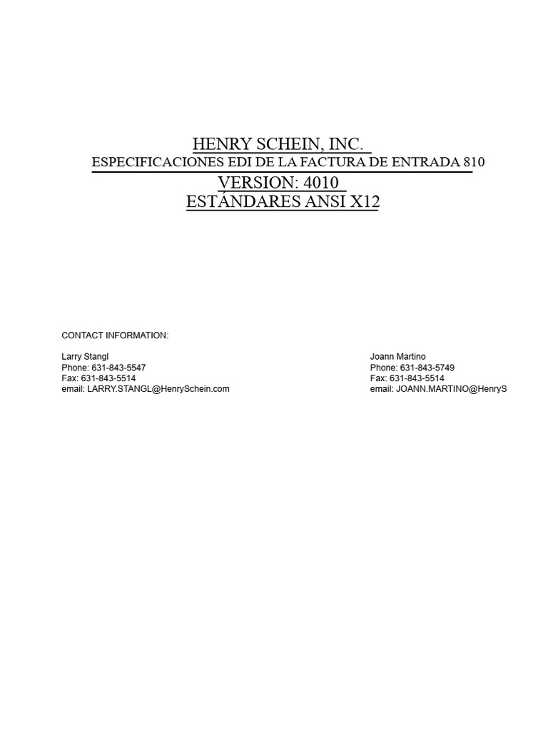 Especificaciones EDI Factura 810 ANSI X12 | PDF | Estándares web ...