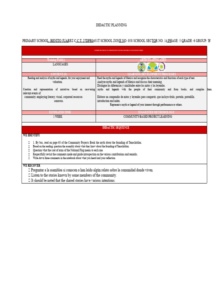 January Didactic Planning Phase 5 | PDF | Legends | Poetry