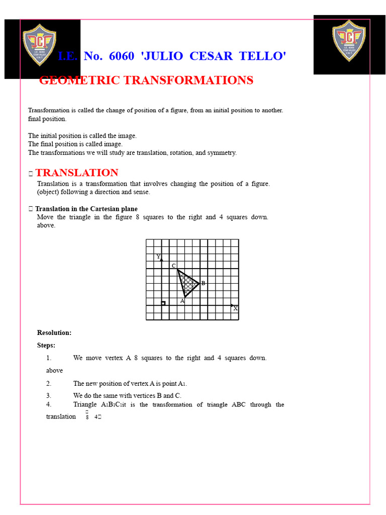 3RD Year Sec Geometric Transformations PDF | PDF | Angle | Triangle