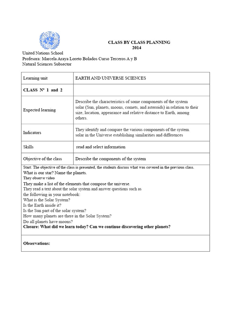 Solar System Class Planning Guide | PDF | Solar System | Planets