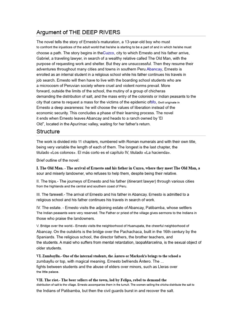 Argument of The Deep Rivers | PDF
