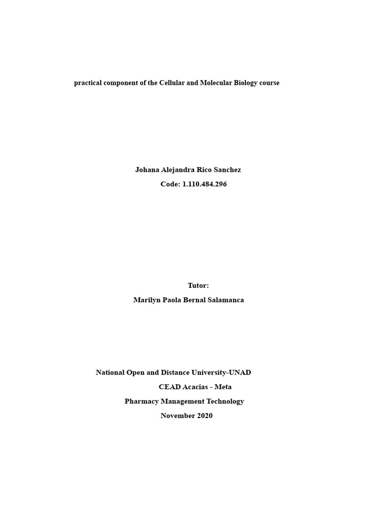 Practical Component Cellular and Molecular Biology - JohanaRico PDF ...