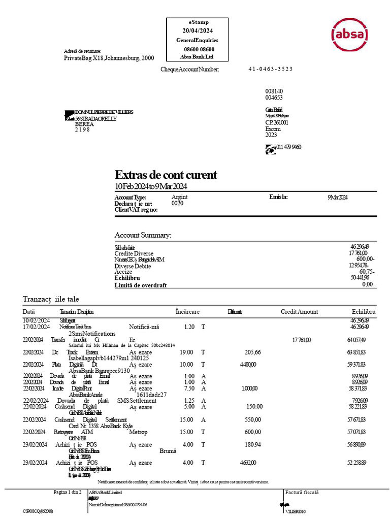 Extras de Cont Absa Bank | PDF