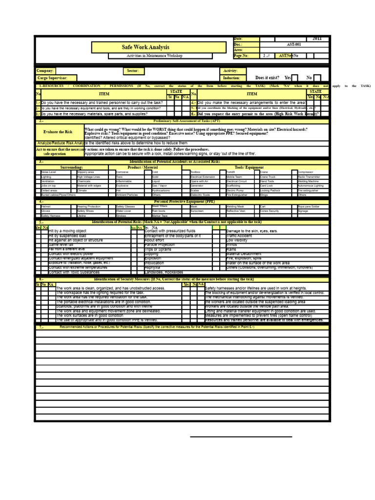 Safe Work Analysis for Maintenance Tasks | PDF | Personal Protective ...