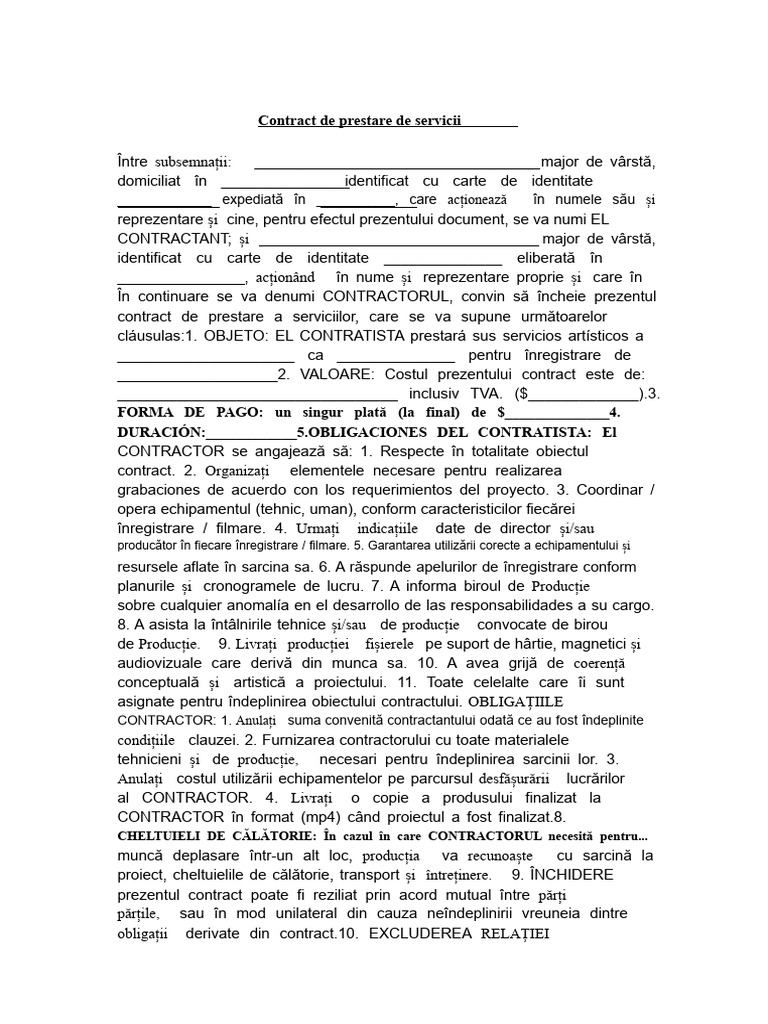 Model Contract Pentru Talent | PDF