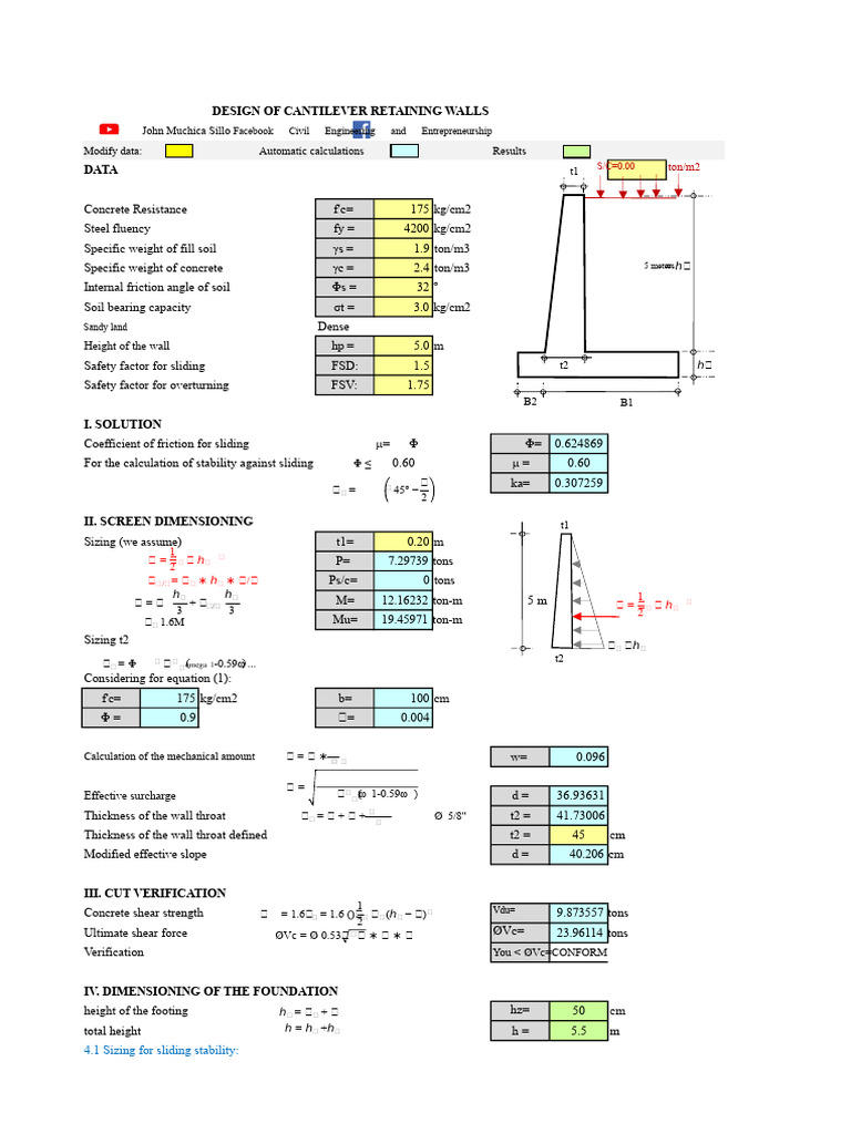 Cantilever Retaining Wall Design Guide | PDF | Structural Engineering ...