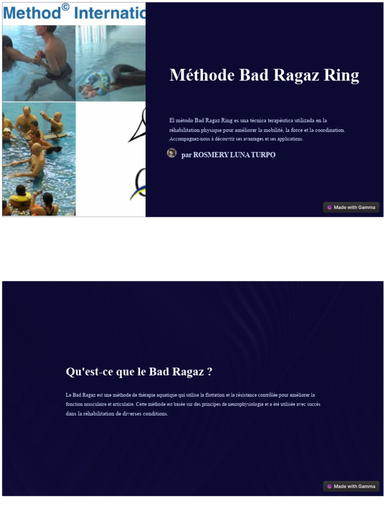 Méthode Bad Ragaz : Réhabilitation Aquatique | PDF | Douleur | Nage