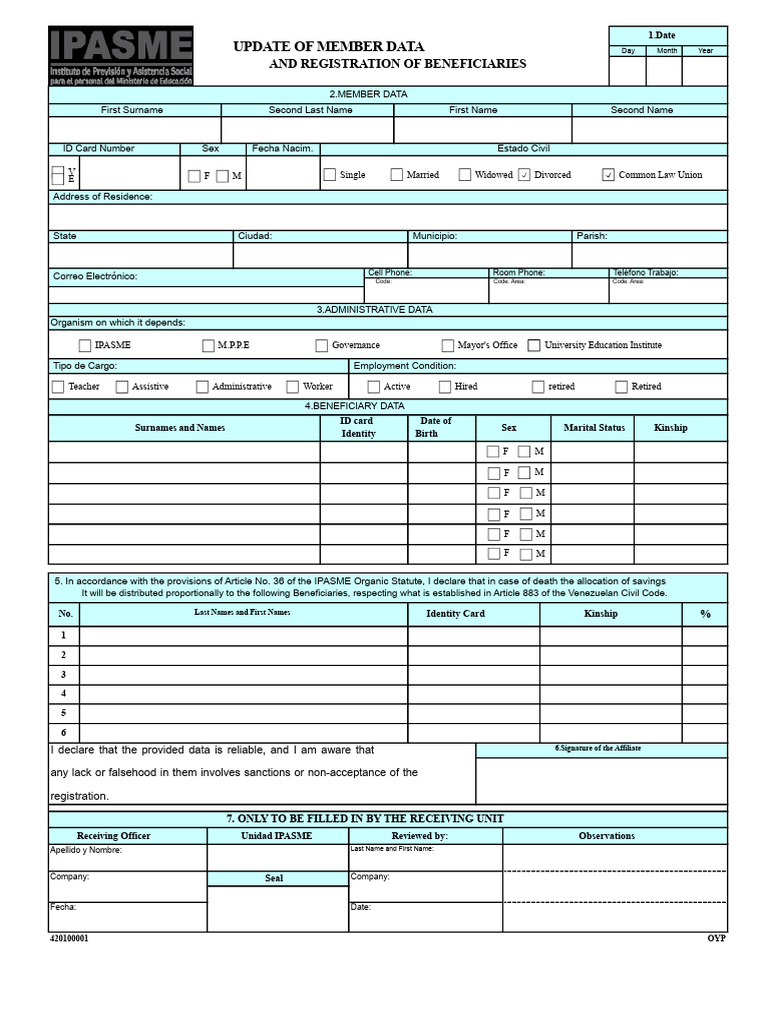 Member Data Update and Beneficiary Registration | PDF | Identity Document