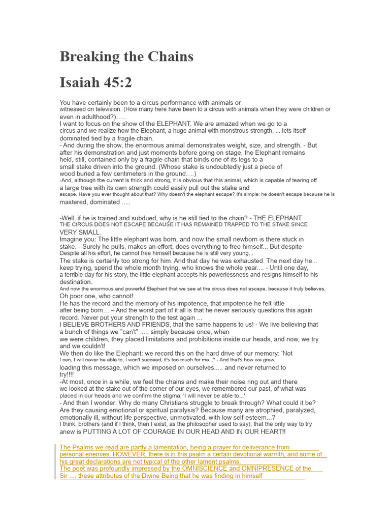Breaking Free from Emotional Chains | PDF | Psalms | God