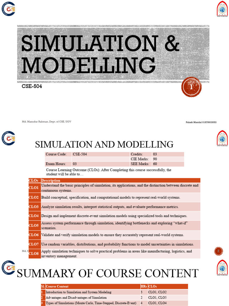 Simulation and Modeling Course Overview | PDF | Simulation ...