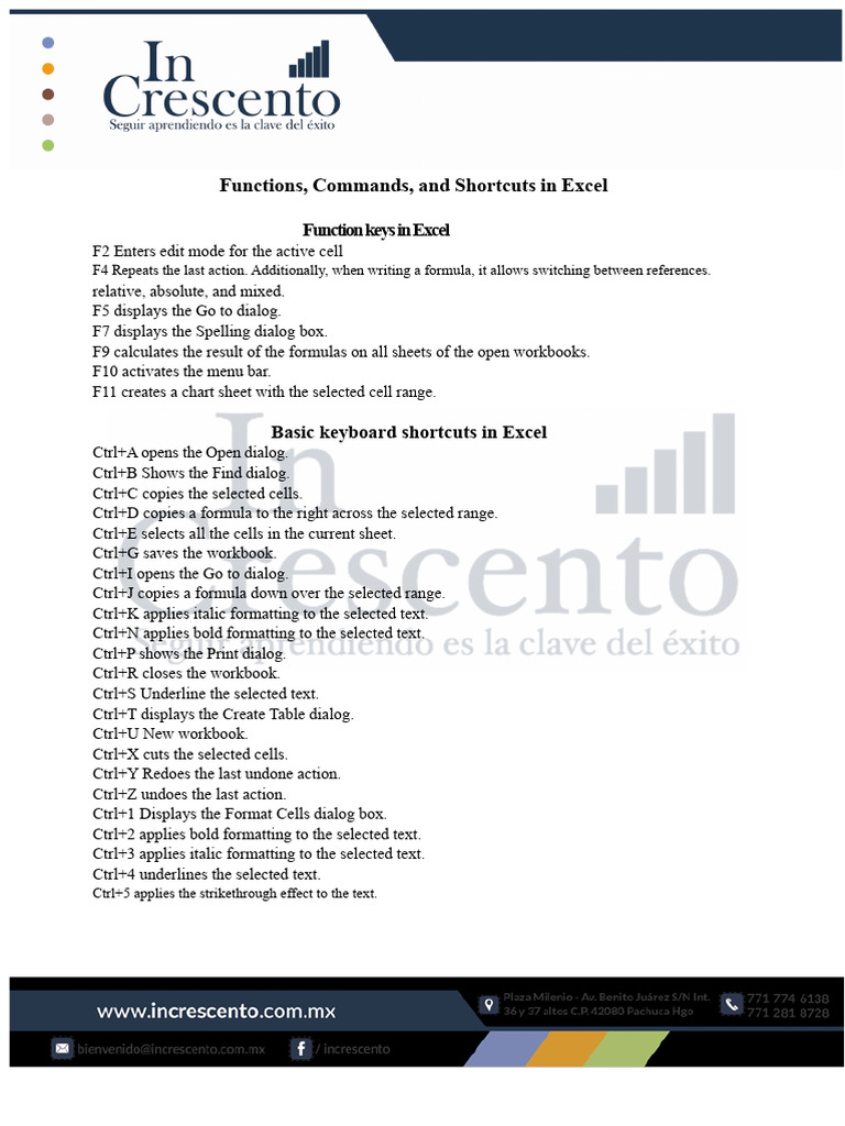 Excel Keyboard Shortcuts Guide | PDF | Microsoft Excel | Keyboard Shortcut