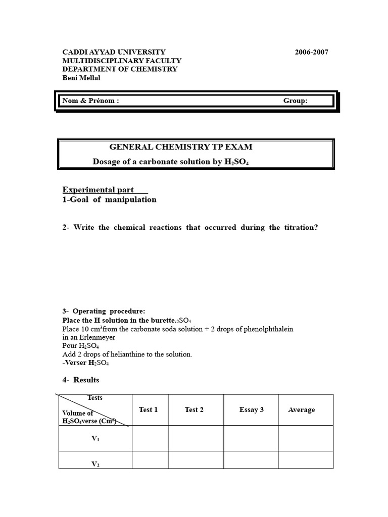 General Chemistry Lab Exam | PDF