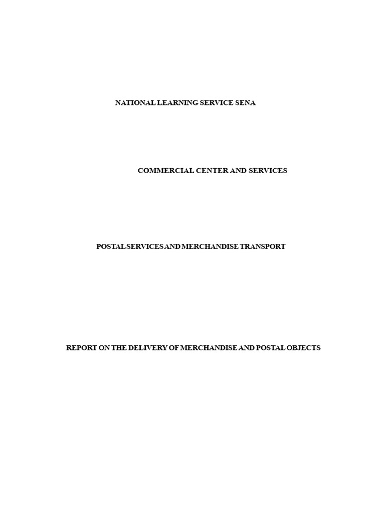 Report On The Delivery of Goods and Postal Items | PDF | Logistics ...
