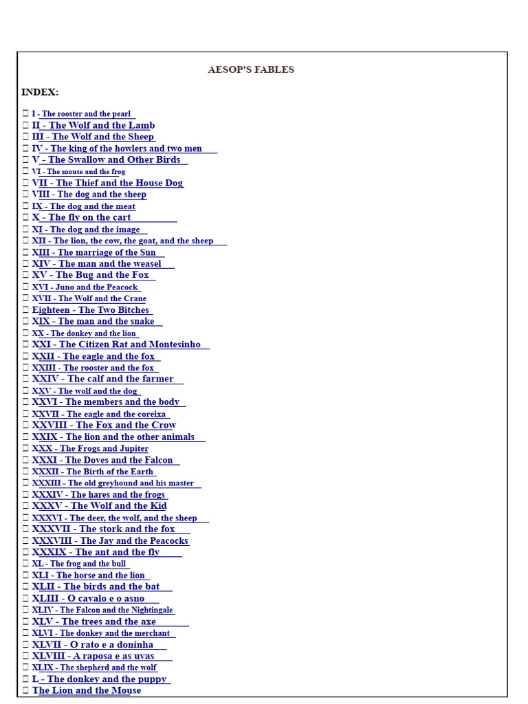 Aesop's Fables | PDF | Fable