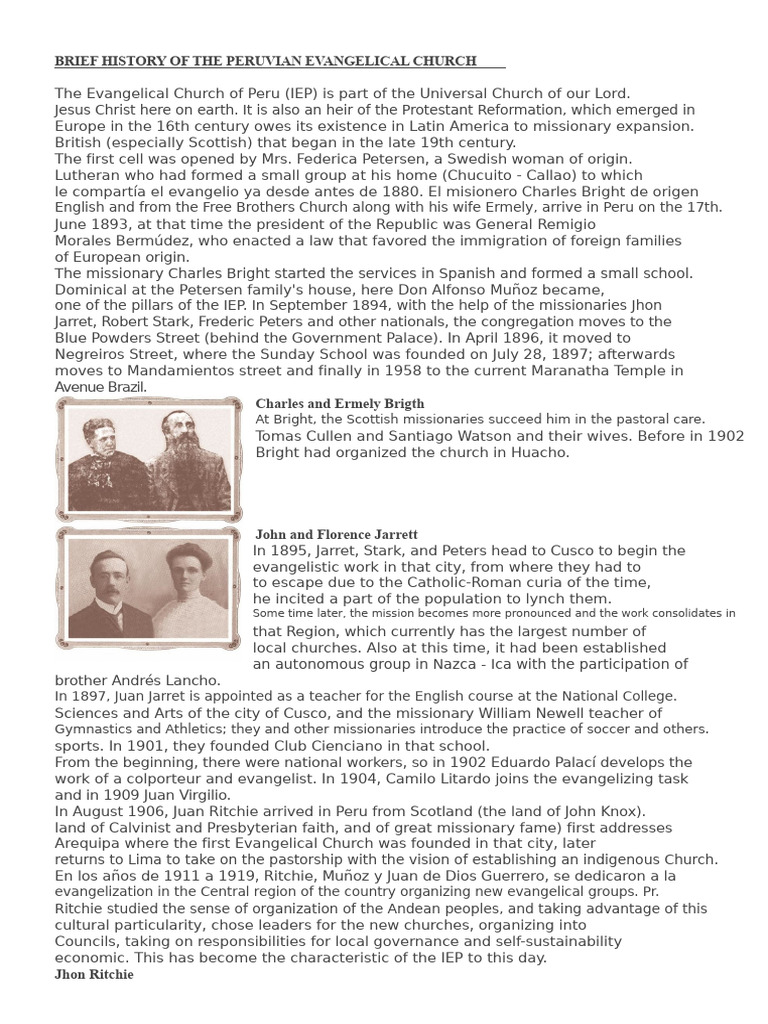 History of the Peruvian Evangelical Church | PDF | Peru | Evangelicalism