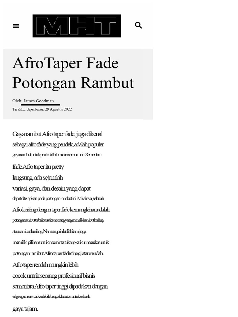 Gaya Rambut Afro Taper Fade untuk Pria | PDF