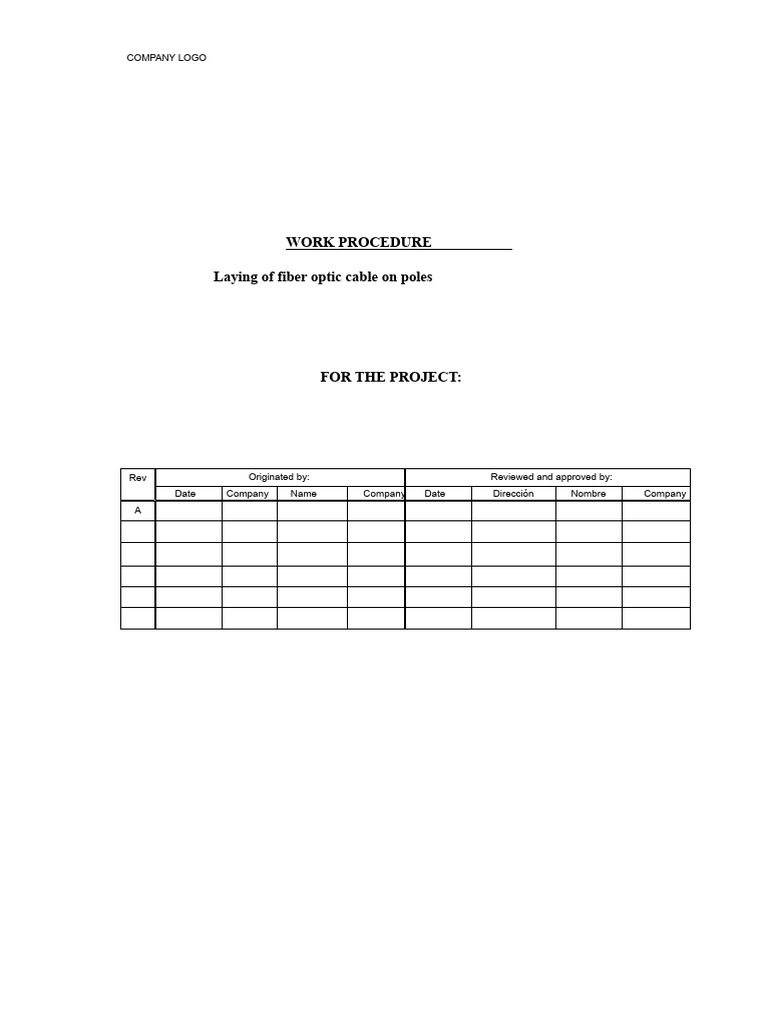 Fiber Optic Cable Installation Procedure | PDF | Occupational Safety ...
