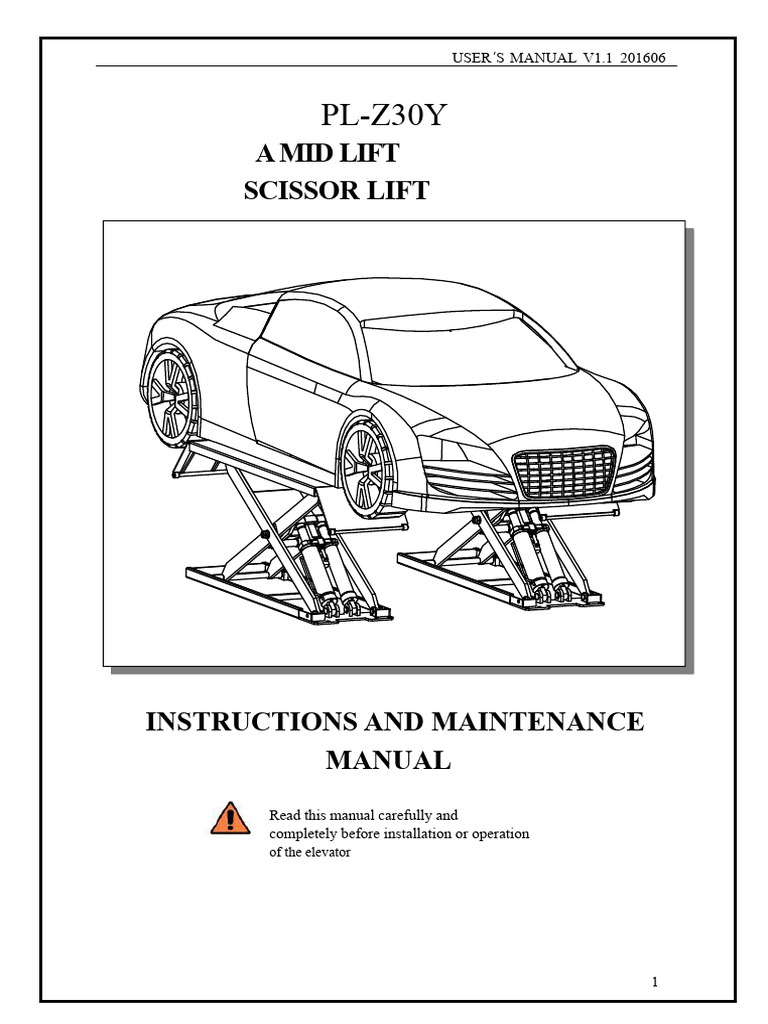 Scissor Lift User Manual V1.1 | PDF | Elevator | Valve
