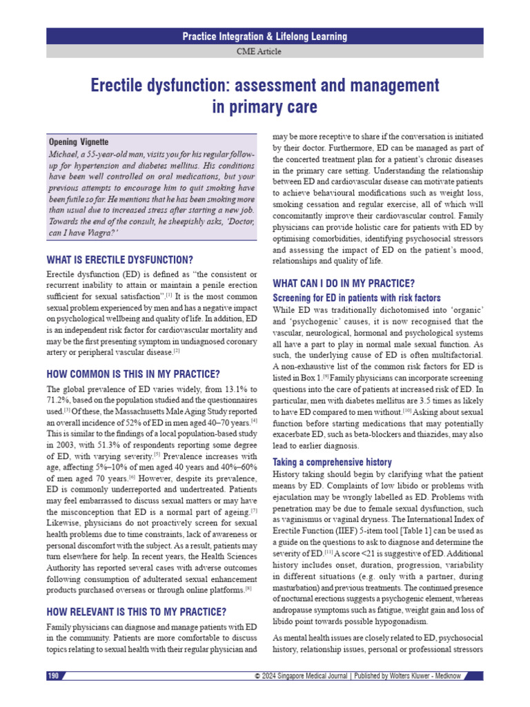 Managing Erectile Dysfunction in Primary Care PDF Erectile