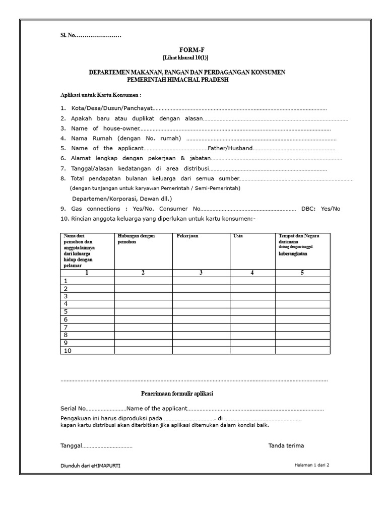 Formulir Aplikasi Kartu Konsumen HP | PDF