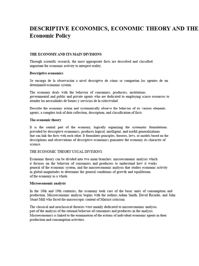 Descriptive Economics | PDF | Economics | Microeconomics