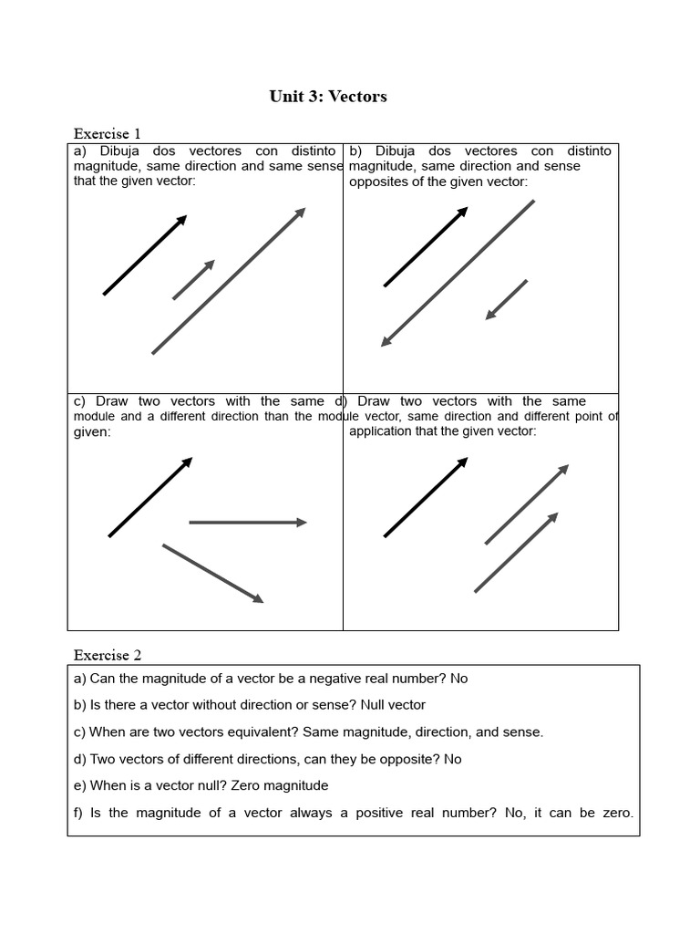 Vector Exercises and Properties | PDF | Euclidean Vector | Norm ...