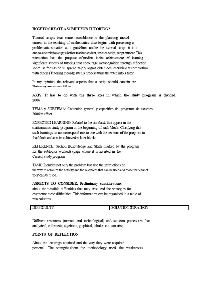 Creating Effective Tutoring Scripts | PDF