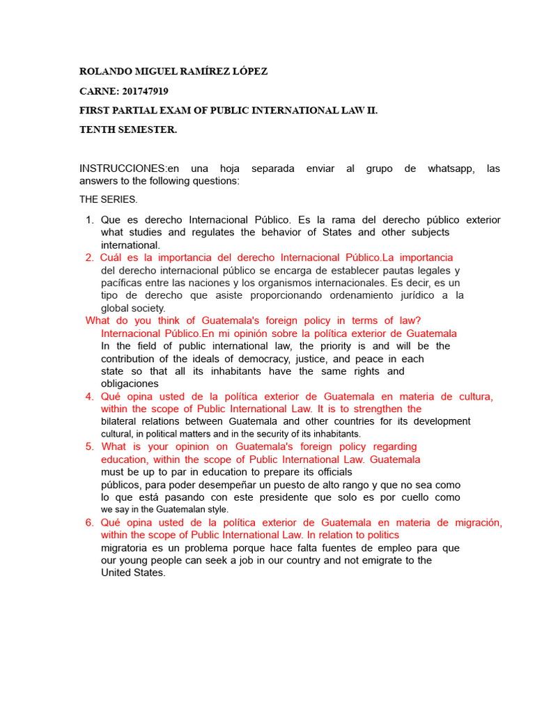 Guatemala's Public International Law Exam | PDF | International ...