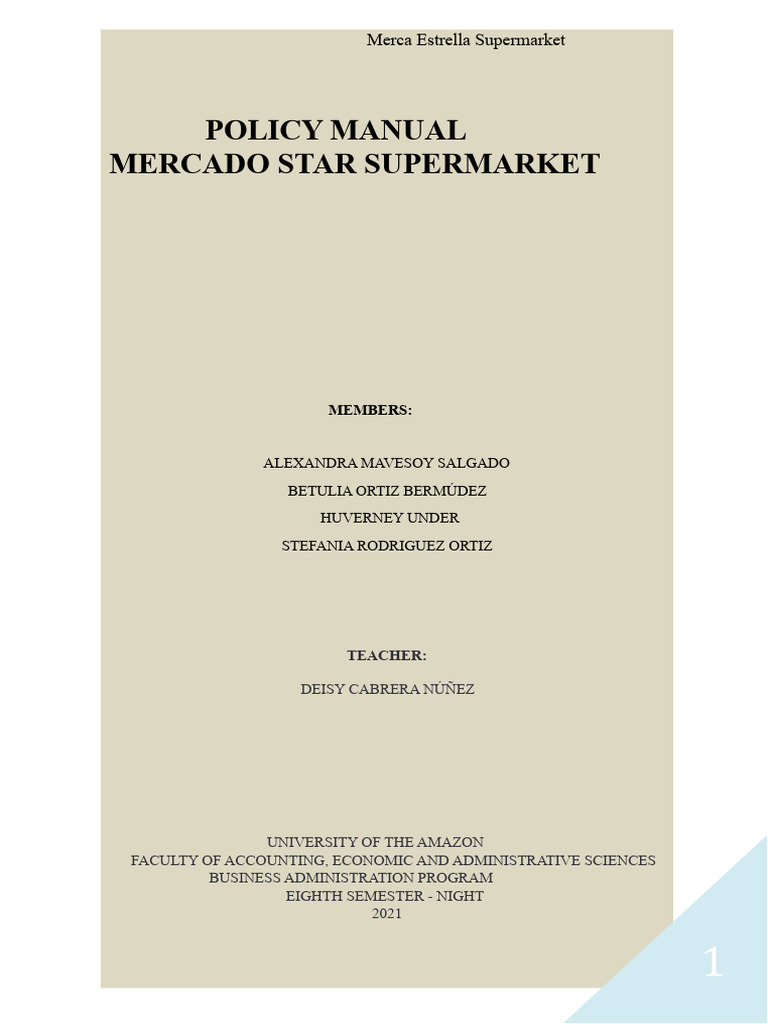 Merca Estrella Supermarket Policy Manual | PDF | Employment | Recruitment