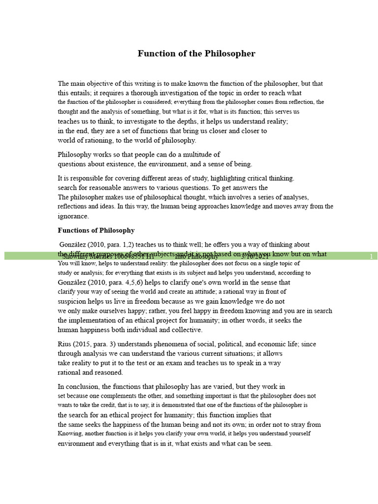 Reading Report On The Function of Philosophy | PDF | Thought | Critical ...