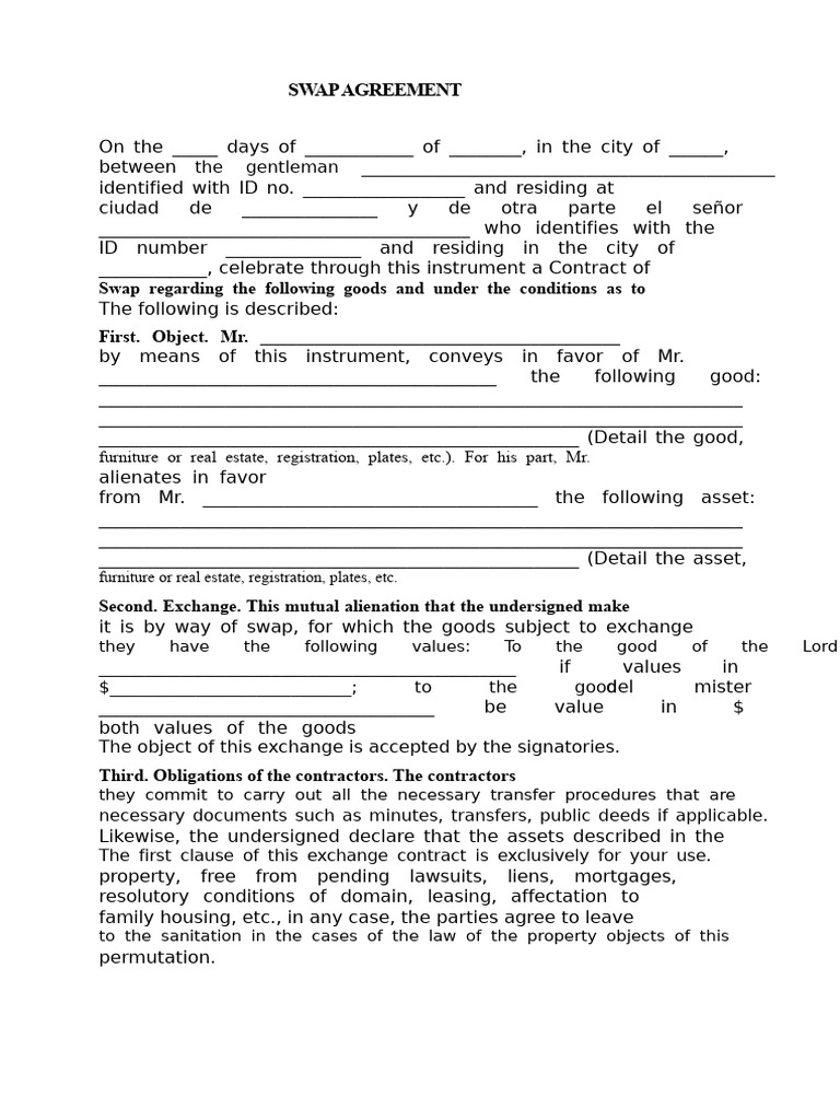 Swap Agreement for Asset Exchange | PDF | Arbitration | Mortgage Law